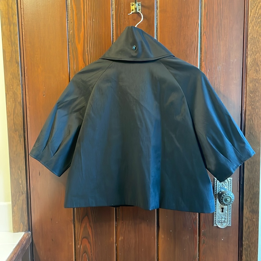 Samuel Dong black cropped jacket with high collar 3/4 sleeves Fully Lined Sz Med - Picture 4 of 7